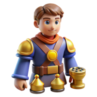 stunning rustic 3D Render Cartoon Knight Illustration high quality png