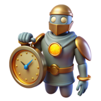wonderful vintage 3D Render of Timekeeper Robot high resolution png