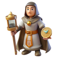 impressive artistic 3D Render of a Medieval Mage 4K png