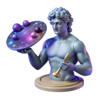 magnificent vintage 3D Render of Classical Sculpture Holding the Cosmos high resolution png