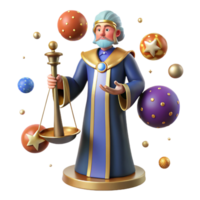 serene traditional 3D Render Wise Mage with Scales and Orbs genuine png