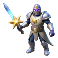 serene modern 3D Render of a Knight with Star Sword detailed png