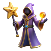 stunning artistic 3D Render Wizard with Star Wand high resolution png