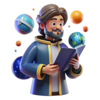 serene minimalist 3D Illustration of a Scholar Reading original png