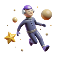 magnificent vintage Astronaut in Space 3D Render high quality png