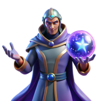 serene modern 3D Render Wizard with Magic Orb genuine png