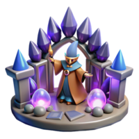 stunning vintage Wizard in Crystal Arch 3D Render high resolution png