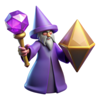 beautiful creative Wizard with Gems 3D Render authentic png