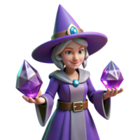 elegant minimalist Charming 3D Render of a Purple Witch genuine png
