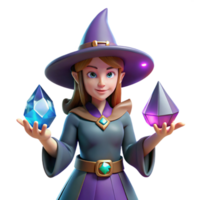 magnificent rustic 3D Render of a Young Witch high resolution png