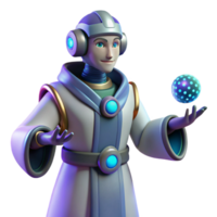elegant abstract 3D Render of a Futuristic Robotic Wizard exclusive png