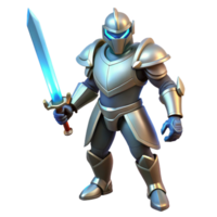 elegant contemporary Metallic Knight 3D Render authentic png