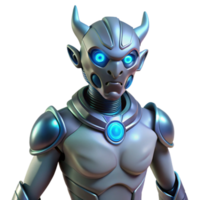 impressive abstract 3D Render of a Futuristic Robot with Horns 4K png