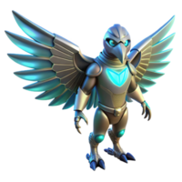 impressive artistic 3D Render of a Metallic Avian Robot professional png