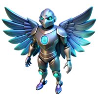 wonderful abstract 3D Render of a Metal Winged Robot authentic png