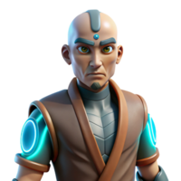 wonderful modern 3D Render of a Bald Futuristic Monk premium png