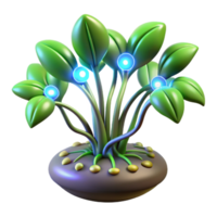 elegant abstract Glowing Plant 3D Render exclusive png