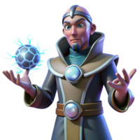 stunning rustic 3D Render Wizard Character Magical Orb authentic png