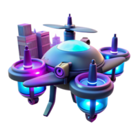 wonderful classic Neon City Drone 3D Render high quality png