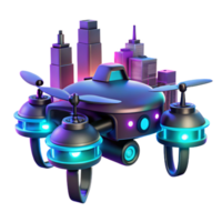 elegant abstract Neon City Drone 3D Render genuine png