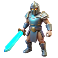 elegant traditional 3D Render Cartoon Knight, Fantasy Warrior, Game Character Illustration original png