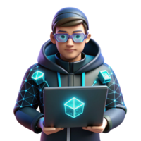 beautiful traditional 3D Illustration Programmer Coding exclusive png
