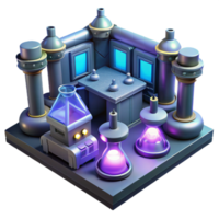 vibrant rustic 3D Sci Fi Lab Illustration authentic png