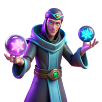 extraordinary classic 3D Render Wizard with Magic Orbs high resolution png