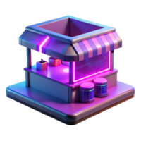 wonderful rustic Neon Food Kiosk 3D Render original png