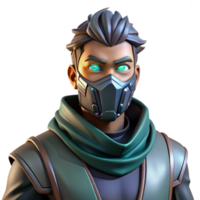 extraordinary rustic 3D Render Green Ninja Mask Character genuine png