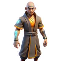 extraordinary abstract Stylized 3D Render of a Bald Monk premium png