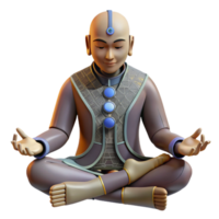 extraordinary rustic 3D Render Peaceful Monk in Meditation authentic png