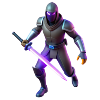extraordinary classic 3D Render of a Dark Knight with Glowing Sword high resolution png