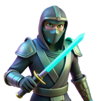 elegant minimalist 3D Render Ninja Warrior with Sword authentic png
