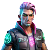 magnificent abstract Stylized 3D Render of a Cyberpunk Man high quality png