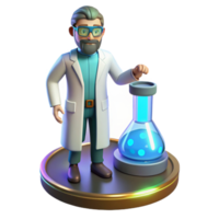 elegant minimalist 3D Cartoon Scientist with Beaker Illustration high resolution png