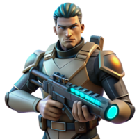 elegant minimalist 3D Render of a Futuristic Soldier original png