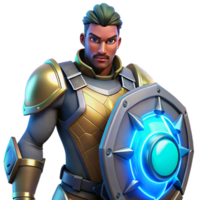 beautiful vintage 3D Render Knight with Shield and glowing energy high resolution png