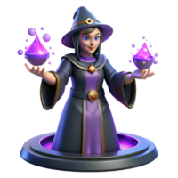 wonderful rustic 3D Render Fantasy Witch with Potions 4K png