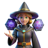 impressive abstract 3D Render of a Friendly Witch high resolution png