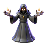 impressive minimalist Dark Wizard 3D Render high resolution png