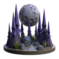 wonderful artistic Stylized 3D Moonlit Forest Illustration high resolution png