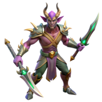 vibrant modern Fantasy 3D Render Horned Warrior high resolution png