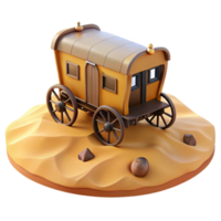 elegant abstract 3D Render Cartoon Wagon Desert high resolution png