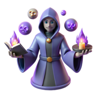 serene modern 3D Render Young Wizard Magic Spell exclusive png