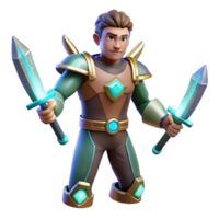wonderful minimalist 3D Render of a Young Knight detailed png