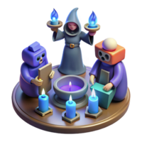 elegant traditional 3D Render Mysterious Ritual Scene premium png