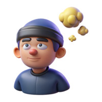 serene abstract 3D Cartoon Character Daydreaming high resolution png
