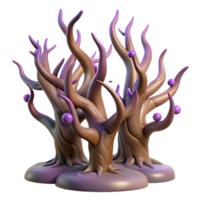 magnificent minimalist Whimsical 3D Render of Twisted Trees high quality png