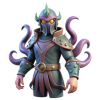 magnificent vintage 3D Render Fantasy Warrior with Tentacles authentic png